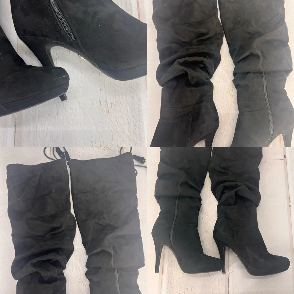 Thalia Sodi Brisa Women Gray Knee‎ High Boot, Black, Size 7